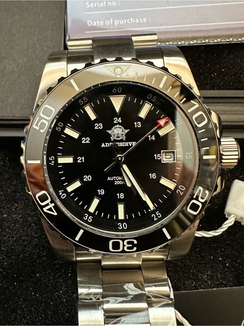Addiesdive Men’s Dive Watch Automatic Stainless Steel 200M Waterproof New in Box